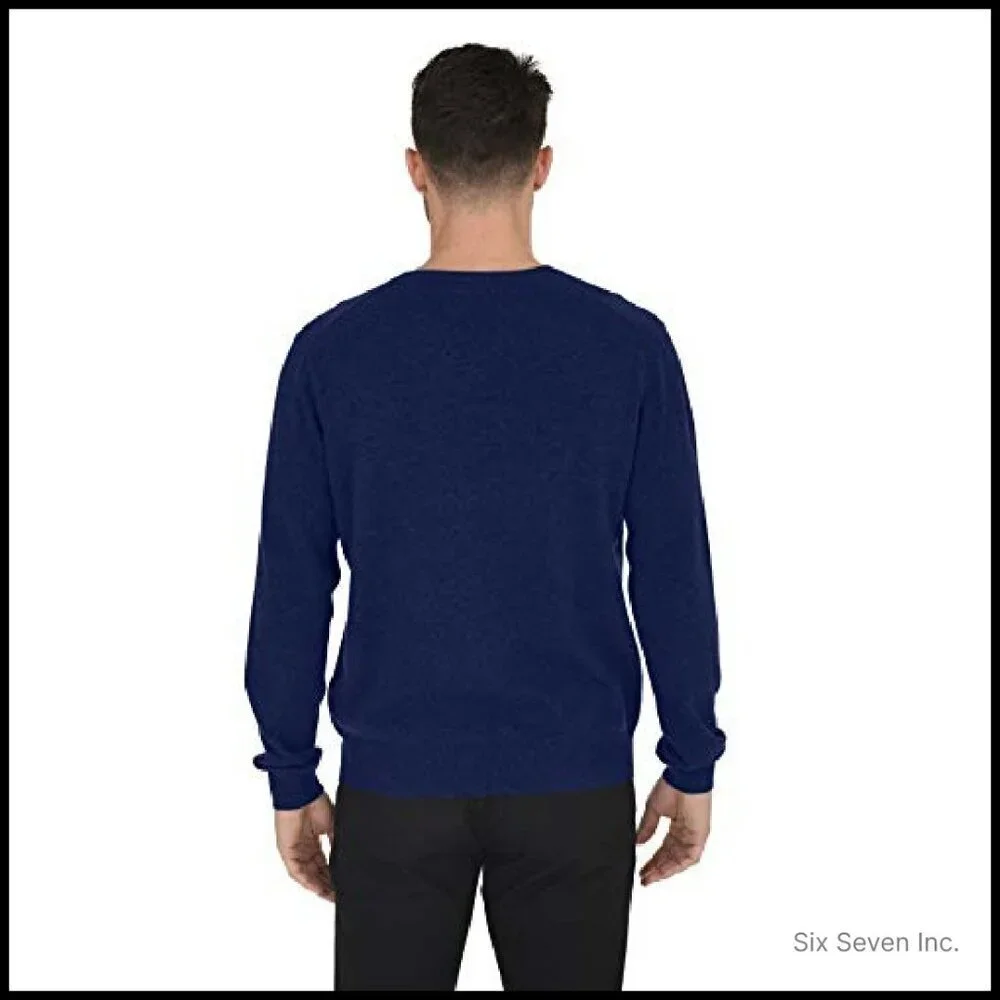 Men's Essential Knit V-Neck Sweater Classic Pullover Elegant Minimal